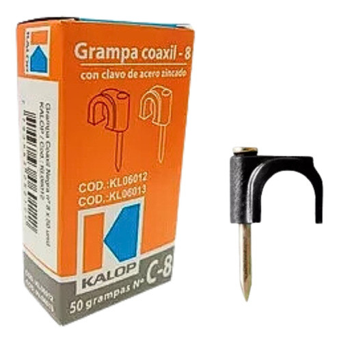 Pack X2000 Grampa Clip Coaxil 6mm Clavo Acero Zincado Kalop 0