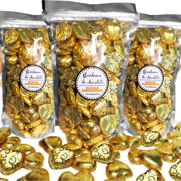 130 Bombones Chocolate Corazón Dorado Souvenir Candy Bar 1