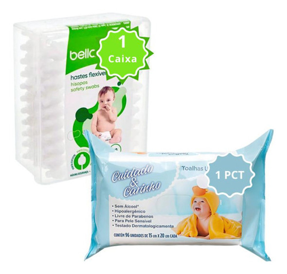 Cotonete Bellacotton 50un + Lenço Carinho 96un 1