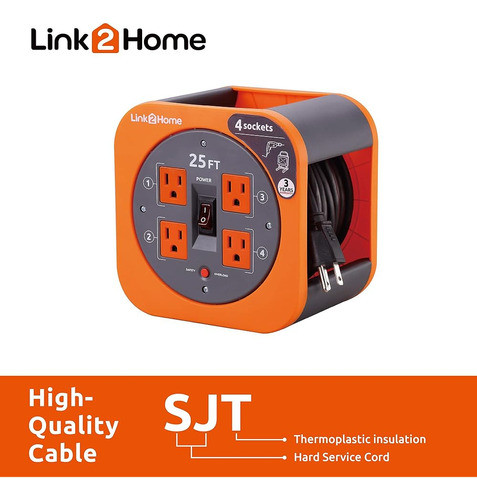 Carrete De Cable Link2home Cable De Extensión De 25 Pies 4 T 1