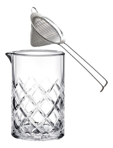 Peneira Conica 8cm Haste Dobrada + Mixing Glass Vidro Barpro 0