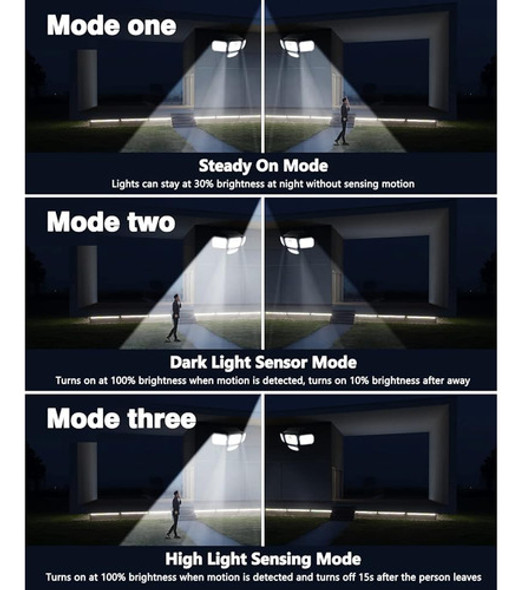 Luces Solares Sensor De Movimiento Al Aire Libre, 4 Cabezas 1