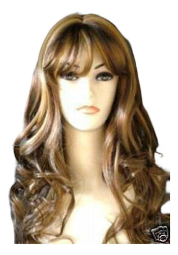 Hot Sexy Fashion Mujeres Largo Rubio Marrón Rizado Ondulado 0