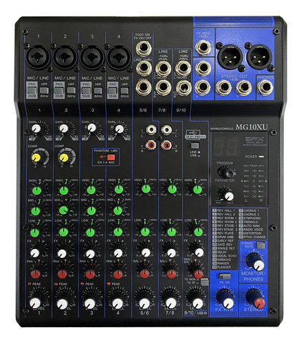 Consola Mg10xu 10 Canales Con Tarjeta De Sonido Usb 0
