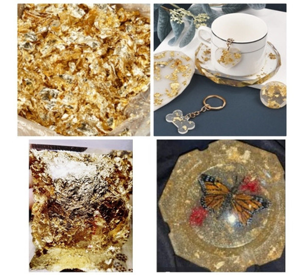 Papel Hoja Metalizado Foil Oro Plata P/uñas,resina Epoxi 1 Papel Hoja Metalizado Foil Oro Plata P/uñas,resina Epoxi 1