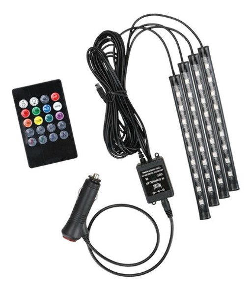 Kit Iluminação Interior Carro Luz 09 Leds Rgb C/controle 12v 0
