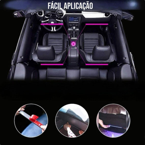 Kit Iluminação Interior Carro Luz 09 Leds Rgb C/controle 12v 1
