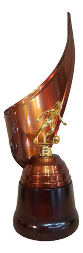 Trofeo Metálico Futbol Femenino Dorada 37cm Base Madera 0