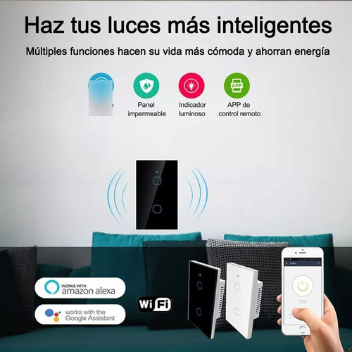 Interruptor Táctil Smart 1 Banda Wifi C/ Neutro 3 Mod Blanco 1