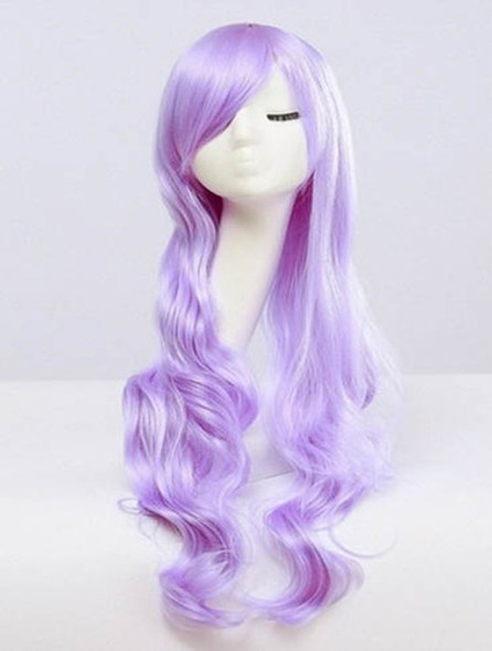 Peluca Lila Simil Natural Ondulada Cosplay Drag 65cm 0