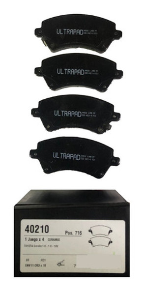 Kit 4 Pastilla De Freno P/ Toyota Corolla 2002-2007 0