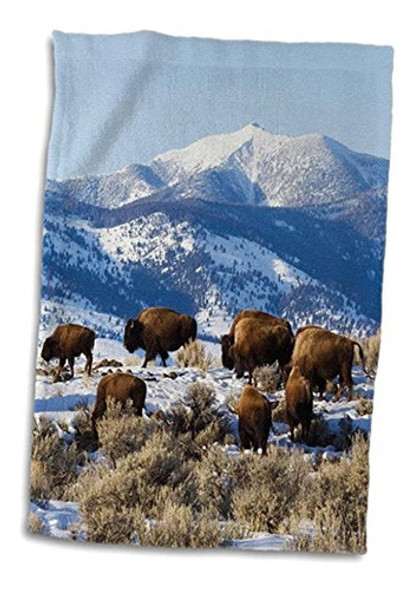 Toalla De Mano 3d Rose Bison Herd-yellowstone National Park, 1