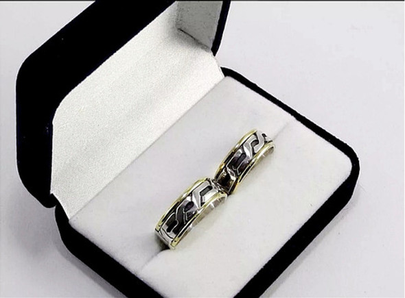 Alianzas De Plata 925 Y Oro 18k Ancho 7mm Tipo Cadena 1