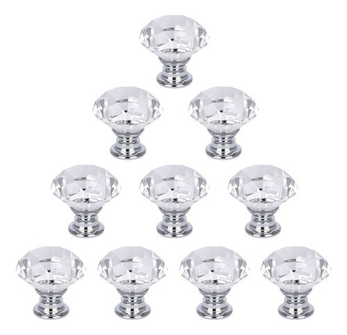 10pcs Cristal Pomito Diamante Forma 30mm Cajón Armario Mango 0