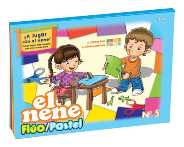 El Nene 33279 Block Cartulinas Fluo-pastel N°5 X24 Hojas 0