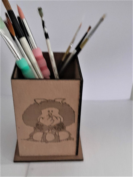 Porta Lápices En Mdf Con Diseño Grabado 1