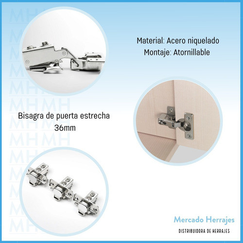 Bisagra Cazoleta Mini Brazo Corto 35 Mm Puerta Mueble Hogar 1