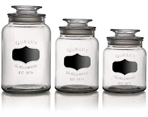 American Atelier Canister Set 3-piece Glass Jars En 33oz, 44 1