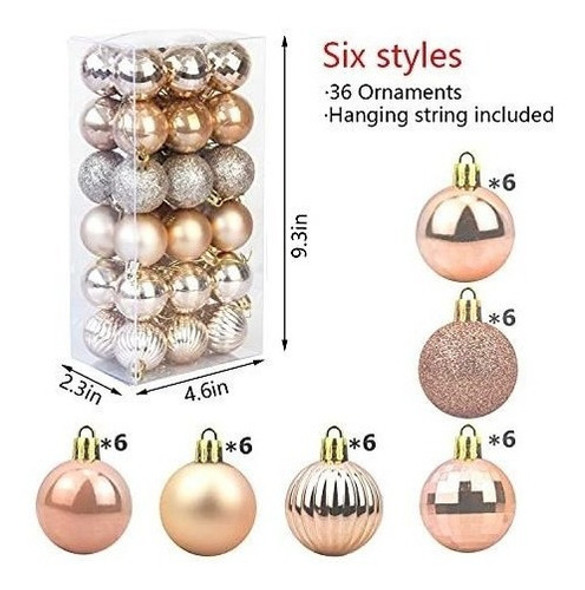 36 Bolas Para Arbol Navidad Loaengeo Champagne 6 Diseños 4cm 1 36 Bolas Para Arbol Navidad Loaengeo Champagne 6 Diseños 4cm 1