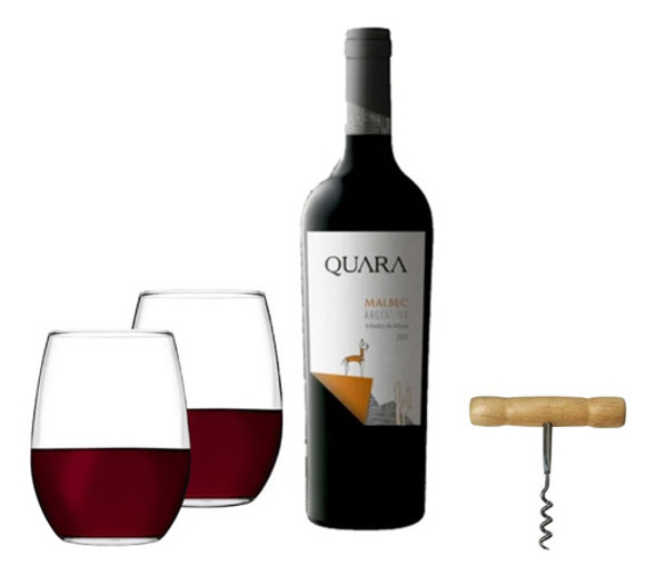 Vino Quara + 2 Copón Rigolleau + Saca Corcho Loekemeyer 0
