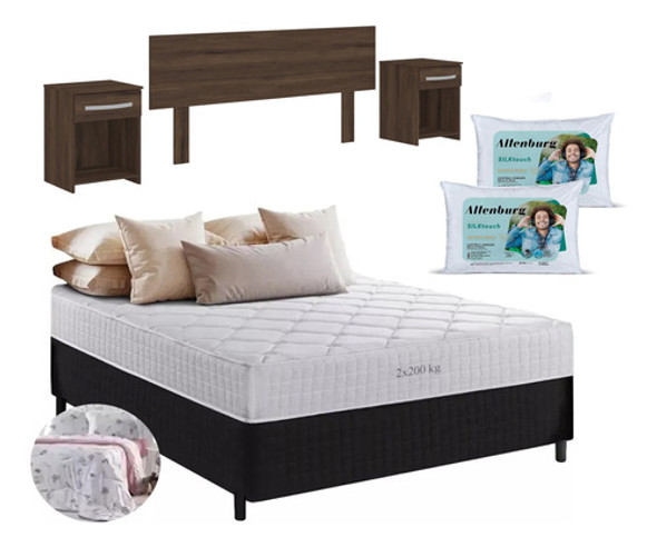 Combo Dormitorio Sommier 2p + Respaldo + Almohadas De Regalo 0