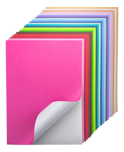 Papel Adhesivo Autoadherente A4 22 Colores 250gsm Para Craft 0
