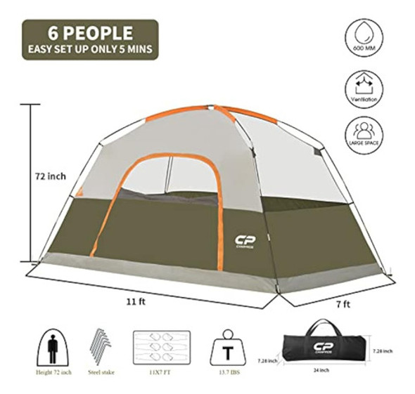 Campros Cp Tent 6/8 Person Camping Tents, 1