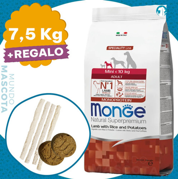 Monge Monoprotein Adulto Raza Pequeña Cordero Y Arroz 7,5 Kg 0
