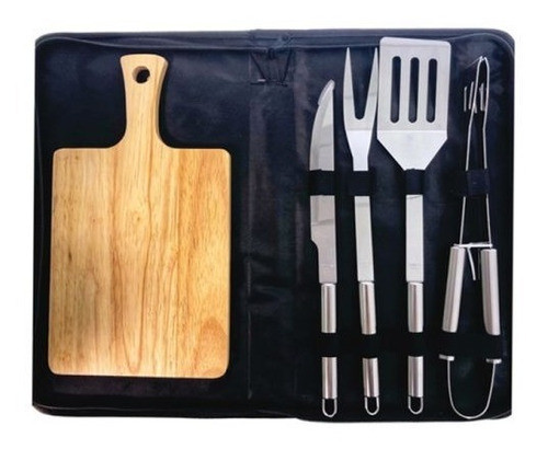 Set De Asado Parrilla Asador Parrillero Con Estuche 5 Piezas 0