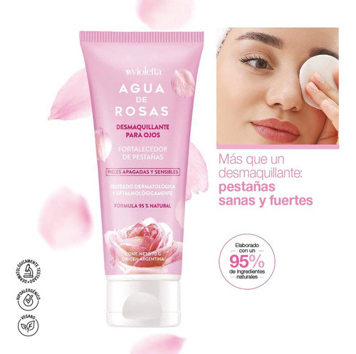 Desmaquillante Ojos Agua De Rosa Vegano 95% Natural Sin Tacc 1