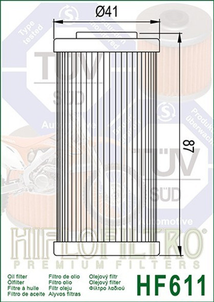 Filtro De Aceite Bmw G 450 X Husqvarna Hiflo Hf611 Avant 1