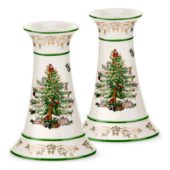 Spode Juego De 2 Candelabros Dorados Para Rbol De Navidad 0
