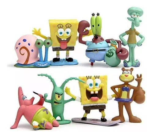 Juguete Adorno Para Acuarios Bob Esponja Kitx8 Unidades 0