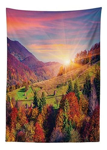 Mantel Ambesonne Nature, Pastoral Otoño Mañana En Mountain 1