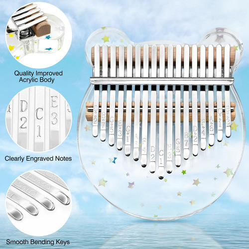 Kalimba De 17 Teclas De De Forma De Oso Acrilico Con Estuche 1