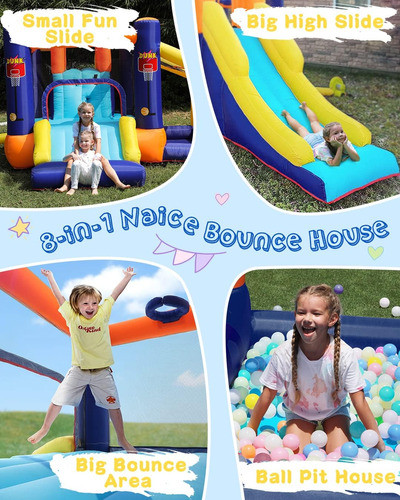 Centro De Actividades Inflable 8 En 1 Azul 1