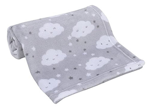 Nojo Super Soft Grey & White Clouds & Stars Plush Baby Blank 0