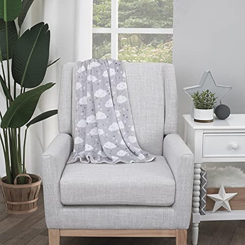 Nojo Super Soft Grey & White Clouds & Stars Plush Baby Blank 1