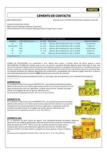 Cemento De Contacto Fortex 81 Adhesivo Especial 1 Litro 1