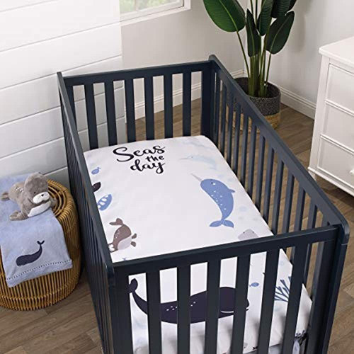 Nojo Seas The Day Multi Sea Animals Blue And White 100% Cott 1