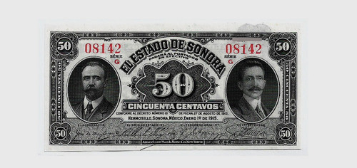 Fk Mexico Sonora 50 Centavos 1915 Revolucion Sin Circular 0