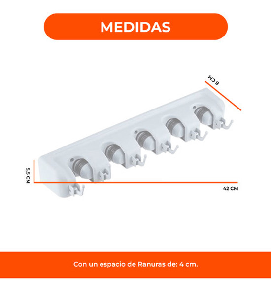 Organizador Soporte Cuelga Porta Escobas Ganchos Escobero X5 1