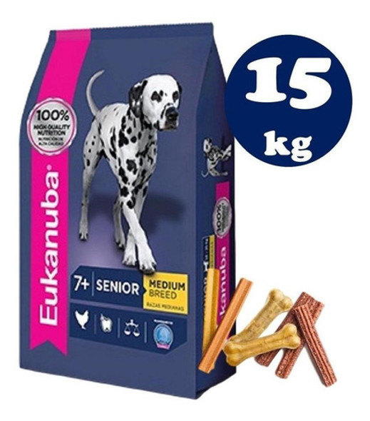 Eukanuba Senior +7  15kg Razas Medianas +snack 0 Eukanuba Senior +7  15kg Razas Medianas +snack 0