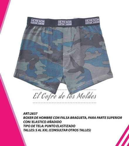 Molde Digital Boxer C/falsa Bragueta, Pack Talles S Al Xxl 1
