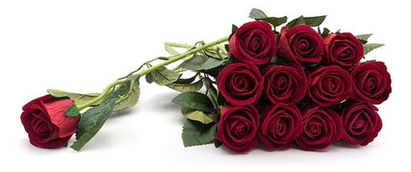Flor De Terciopelo Rosa De Seda Artificial Para Ramos, Bodas 0