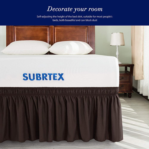 Subrtex Wrap Around Bed Skirt Elástico Elegante Soft Fabric 1
