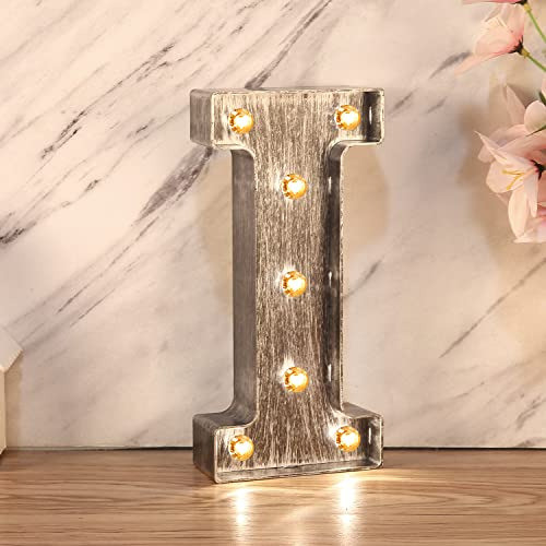 Letra Grande De Marquesina Con Luces Vintage Plata Letra I 1