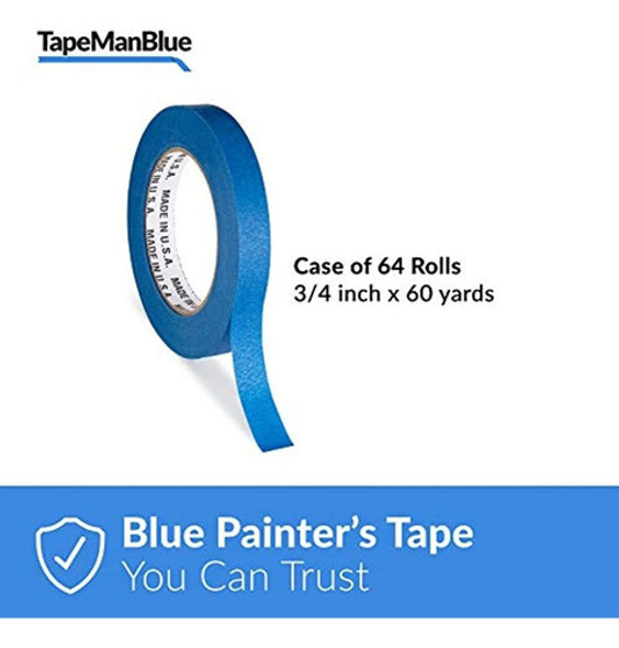 Tapemanblue Azul Cinta De Pintor  34 X 60 M Fondo De 64 Roll 1