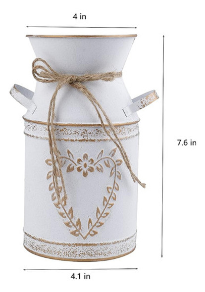 Hacaroa 2 Pack Metal Milk Can Rustic Galvanized Vase, 7.5 In 1 Hacaroa 2 Pack Metal Milk Can Rustic Galvanized Vase, 7.5 In 1