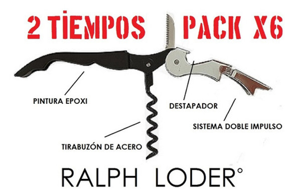 Sacacorchos Pack X6 Destapador 2 Tiempos Profesional Vcrespo 1